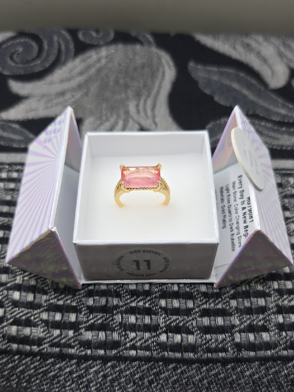 Bomb Party Ring MHA RG79081 "Every Day Is A New Beginning" Changing Stone GP